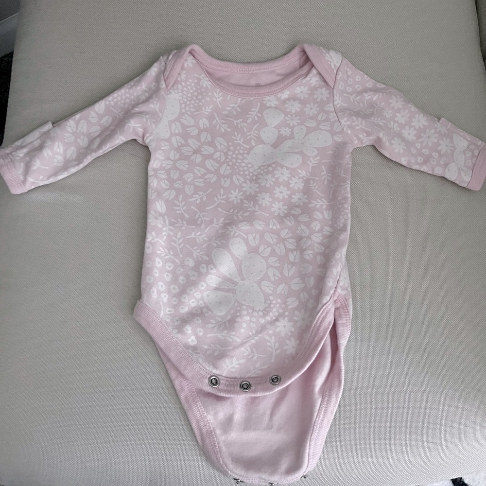 Pact Organic Baby Girl Onesie Pink Cactus Print 0 3 Months Soft Cotton